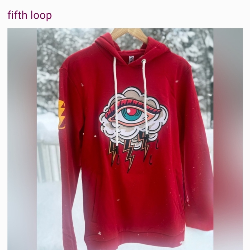 Stylish Red Graphic Jacket Fifth Loop